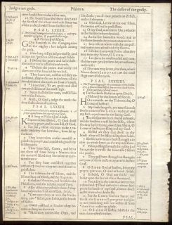 1613 King James Roman Letter Bible Leaf/JEHOVAH/PSALM 83!
