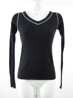 Kier J Black Ribbed V Neck Long Sleeve Sweater Size S