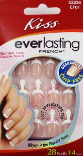 New Kiss Glue on Nail Kit Everlasting French Real Short