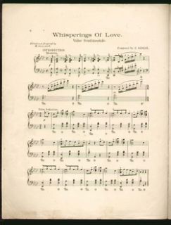 Whisperings of Love Kinkel 1908 Romantic Piano Waltz Solo Vintage