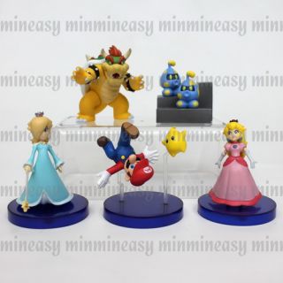 Wii Nintendo Super Mario Bros Galaxy Bowser Rosalina Peach Figure Set