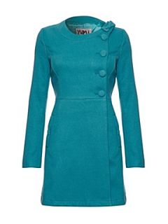 Yumi Side button up coat Turquoise   
