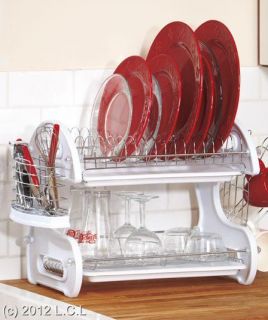 Plated Steel Deluxe Kitchen Dish Plate Cup Drying Drainer Rack