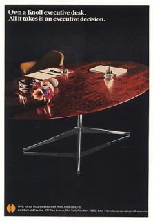 1968 Knoll Furniture Executive Desk Photo Print Ad