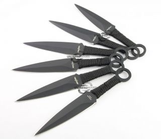 New 6 PC Tactical Combat Metal Throwing Knife Set Naruto Kunai The