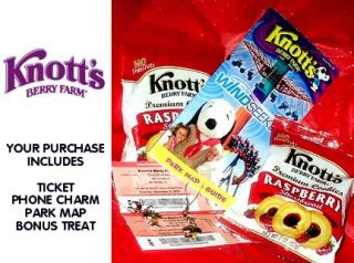 KNOTTS BERRY FARM TICKETS ( 2 ) KNOTTS 12/31 PLUS MAP , CELL PH CHARM