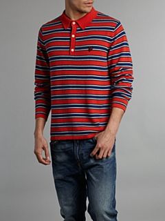 Lyle and Scott Striped rugby neck jumper Red   