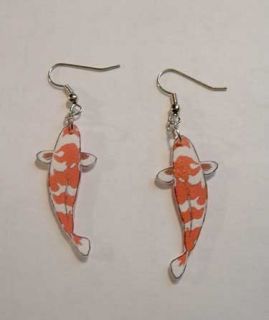 Brilliant Orange and White Koi Fish Dangle Earrings