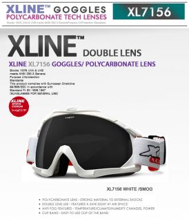 Xline XL7156 White Smog Ski Snowboard Goggles Polycarbonate Duble Lens