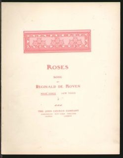 Roses 1909 Reginald de Koven High Voice Vintage Sheet Music