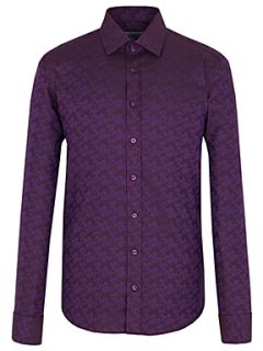 Alexandre Savile Row Chocolate and purple jacquard shirt Chocolate   