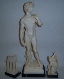 Italian Alabaster Resin Sculpture G. Ruggeri David,Hercules&Diomede