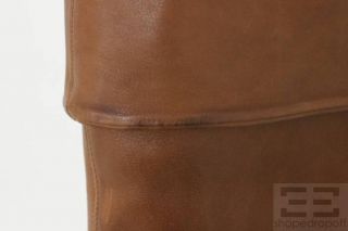 Autre Chose Light Brown Leather Cuffed Heel Boots Size 39 New