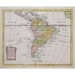 Antique Map of South America L’Amerique by de La Porte 1786