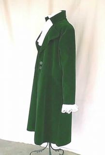 Victorian St Patricks Day Green Velvet Frock Coat Sz L or M