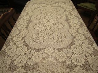 Vintage Victorian Design Quaker Lace Tablecloth Floral Light Cream 70