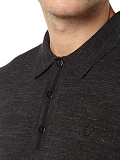 Fred Perry Long sleeved knitted polo shirt Graphite   House of Fraser