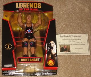 Kurt Angle Autographed Jakks Action Figure w Proof TNA WWE