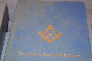Blue Vtg 40s HOLY BIBLE HOLMAN Masonic Mason LODGE 1940 Edition w/ BOX