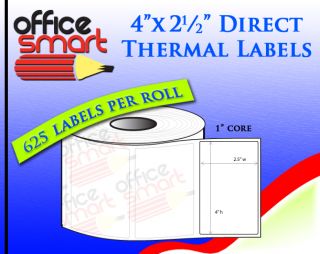 Roll / 4  x 2 1/2  / Direct Thermal Labels (625 Labels per roll)