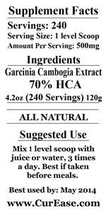 70 HCA Garcinia Cambogia Extract Powder Seen on Dr oz 240 Servings
