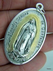 Silver Glid Our Lady of Guadalupe Medal Virgin Saint Mary Mother of