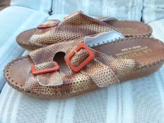 La Plume Gorgeous Snake Skin Embossed Sandals Sz 37