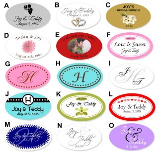 24 Oval Labels Personalized Wedding Bridal Favor Tag DD