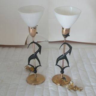 Vintage Antelope Lamps by Rembrandt w Glass Shades Price REDUCED
