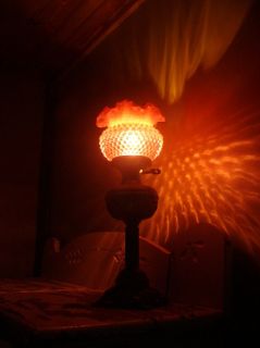 Beautiful Vintage Fenton Cranberry Opalescent Hobnail Lamp