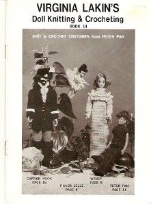 RARE  Virginia Lakins Doll Knit & Crochet Pattern Book #14  Peter Pan