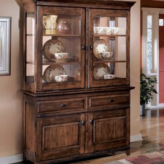 ASHLEY LARCHMONT RUSTIC BROWN BUFFET CHINA DINING ROOM   