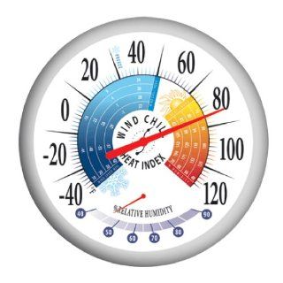 Round 13 25inch Outdoor Thermometer with Wind Chill Heat In