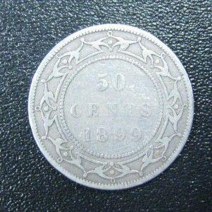 1899 Victoria New Foundland Silver 50 Cent Coin Half Dollar