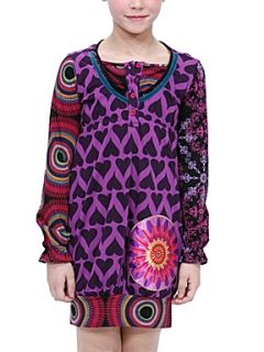 Desigual Girl`s knitted dress, long sleeve Fuchsia   