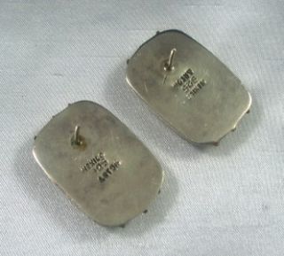 Sterling Silver Rectangular Earrings Studded 19 1g Laton Mexico