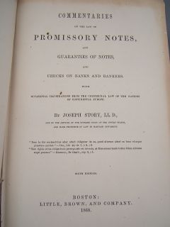 Antique 1868 Leather Law Book Commentaries on Promissory Notes