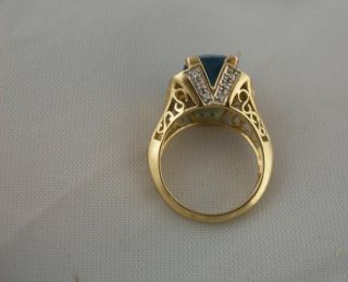 Estate Laura Ramsey London Blue Topaz Diamond Ring 14k LR Ring Box