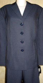 Le Suit Midnight Tuck Detail Jacket Pant Suit Plus Sz 24W $240