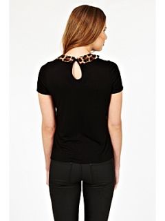 Oasis Animal print collar tee Black   