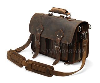 Vintage Style Leather Briefcase Backpack Satchel Messenger Laptop Bag