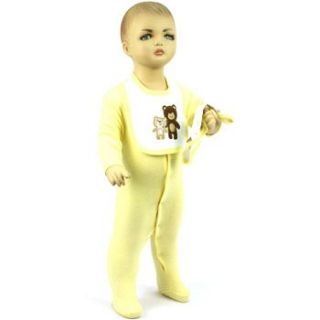 Baby Boy Yellow 8PC Bear Set Layette Bodysuit Pants 2 Bibs Towel Hat