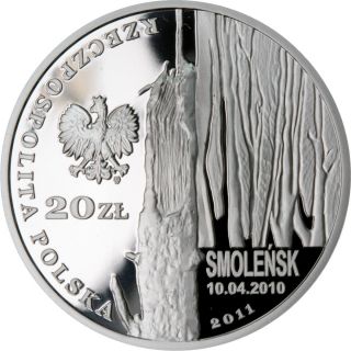 Big Silver Coin AG 925 Smolensk 2010 Air Crash