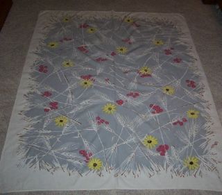 Vintage Leacock Prints Tablecloth Wheat Flowers