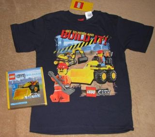 LEGO City *Build It* Navy Tee T Shirt NWT sz 6 + TOY