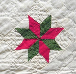 1800s Museum Quality Star of Lemoyne Hand Made Quilt w Applique Vine