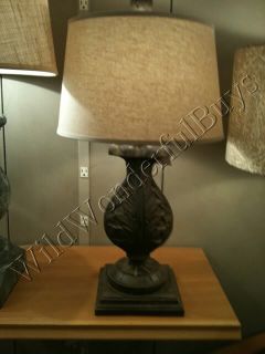 Pottery Barn Leighton Hand Carved Mango Wood Table Lamp New in Box