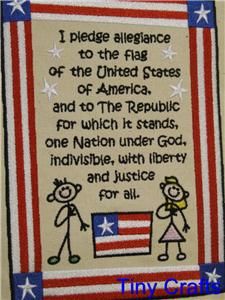 Pledge of Allegiance Child View 12x17 Canvas Banner USA RTS Ready to