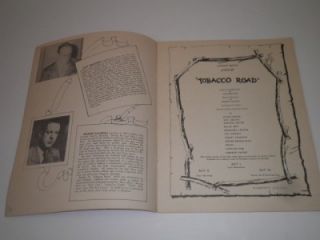 Tobacco Road 1941 Program Erskino Caldwell Jack Kirkland Will Geer