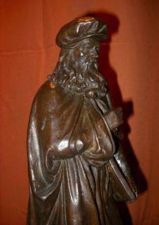 Original Leonardo Da Vinci at Uffizi Bronze Statue Sculpture Italian